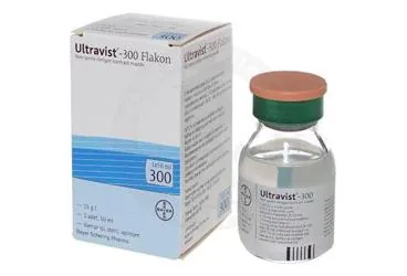 ULTRAVIST 300 50 ML SISE ambalajı. Etkin maddesi iopromide. Üretici: BAYER TÜRK KİMYA SAN. LTD. ŞTİ.
