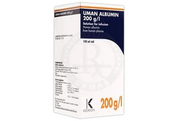 UMAN ALBUMIN 20 G/100 ML 100 ML IV INFUZYON ICIN COZELTI ICEREN FLAKON (human albumin) kutu fotoğrafı, çözelti. Üretici: KEDRİON BETAPHAR BİYOFARMASÖTİK İLAÇ SANAYİ VE TİCARET ANONİM ŞİRKETİ.
