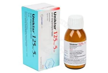 UNIKLAR 125 MG/5 ML ORAL SUSPANSIYON TOZU - 70 ML ambalajı, oral süspansiyon formunda klaritromisin içerir. Üretici: LİLYUM İLAÇ VE KİMYA SANAYİ TİCARET ANONİM ŞİRKETİ.