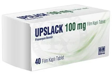 UPSLACK 100 MG FILM KAPLI TABLET (40 TB) (pinaveryum bromür) ambalajı, film kaplı tablet. Üretici: BİOFARMA İLAÇ SANAYİ VE TİCARET A.Ş.