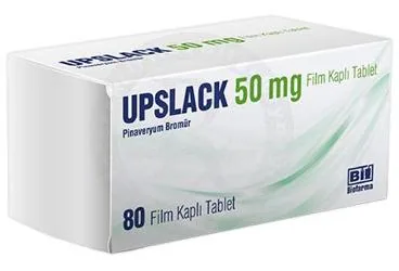 UPSLACK 50 MG FILM KAPLI TABLET (80 TABLET) (pinaveryum bromür) kutu fotoğrafı, film kaplı tablet. Üretici: BİOFARMA İLAÇ SANAYİ VE TİCARET A.Ş.