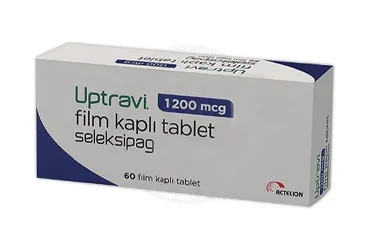 UPTRAVI 1200 MCG 60 FILM KAPLI TABLET kutu fotoğrafı. Seleksipag içeren film kaplı tablet. Üretici: JOHNSON AND JOHNSON SIHHİ MALZEME SANAYİ VE TİCARET LİMİTED ŞİRKETİ.