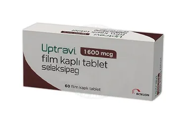 UPTRAVI 1600 MCG 60 FILM KAPLI TABLET kutu fotoğrafı, film kaplı tablet formunda seleksipag içerir. Üretici: JOHNSON AND JOHNSON SIHHİ MALZEME SANAYİ VE TİCARET LİMİTED ŞİRKETİ.