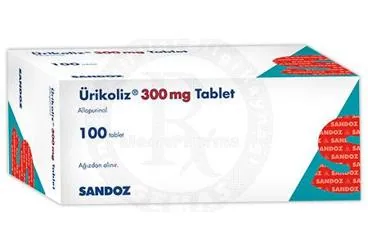 URIKOLIZ 300 MG TABLET (100 TABLET) ürün ambalajı, tablet formunda allopurinol içerir. Üretici: SANDOZ İLAÇ SANAYİ VE TİCARET A.Ş.