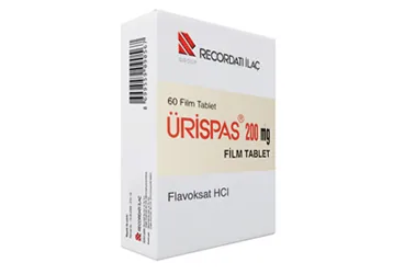 URISPAS 200 MG 60 FİLM TABLET kutu fotoğrafı. Flavoksat hcl içeren film kaplı tablet. Üretici: RECORDATİ İLAÇ SANAYİ VE TİCARET ANONİM ŞİRKETİ.