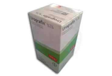 Diatrizoic acid içeren UROGRAFIN %76 50 ML SISE ürün ambalajı. Üretici: BAYER TÜRK KİMYA SAN. LTD. ŞTİ.