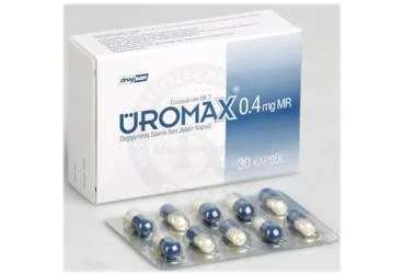 UROMAX 0,4 MG MR DEGISTIRILMIS SALIMLI SERT KAPSUL (30 ADET) ürün ambalajı. Tamsulosin hcl içeren kapsül. Üretici: DROGSAN İLAÇLARI SAN. VE TİC. A.Ş.