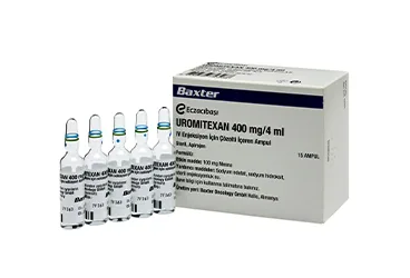 Mesna içeren çözelti: UROMITEXAN 400 MG/4 ML IV ENJEKSIYONLUK COZELTI ICEREN AMPUL (15 AMPUL) kutu fotoğrafı. Üretici: EİP ECZACIBAŞI İLAÇ PAZARLAMA A.Ş.