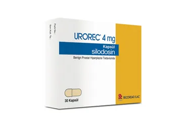 UROREC 4 MG 30 KAPSUL kutu fotoğrafı. Silodosin içeren kapsül. Üretici: RECORDATİ İLAÇ SANAYİ VE TİCARET ANONİM ŞİRKETİ.