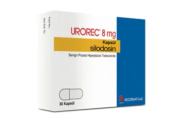 Silodosin içeren kapsül: UROREC 8 MG 30 KAPSUL ürün ambalajı. Üretici: RECORDATİ İLAÇ SANAYİ VE TİCARET ANONİM ŞİRKETİ.