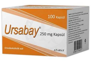 URSABAY 250 MG 100 KAPSUL (ursodeoksikolik asit) kutusu, kapsül. Üretici: ATABAY KİMYA SANAYİ VE TİC. A.Ş.