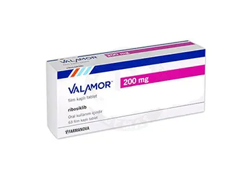 VALAMOR 200 MG FILM KAPLI TABLET (63 TABLET) (ribosiklib) kutu fotoğrafı, film kaplı tablet. Üretici: FARMANOVA SAĞLIK HİZMETLERİ LTD.ŞTİ.