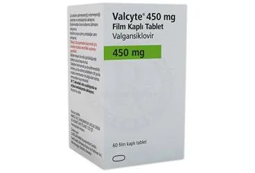 VALCYTE 450 MG FİLM KAPLI TABLET (valgansiklovir) kutusu, film kaplı tablet. Üretici: BMED İLAÇ DANIŞMANLIK SAĞLIK ÜRÜN VE HİZMETLERİ TİCARET LİMİTED ŞİRKETİ.