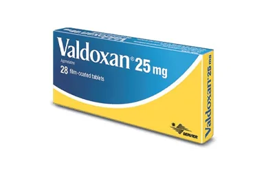 VALDOXAN 25 MG 28 FILM KAPLI TABLET kutusu, film kaplı tablet formunda agomelatin içerir. Üretici: SERVIER ILAÇ VE ARAŞTIRMA A.S.
