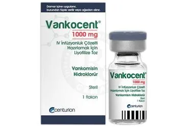 VANKOCENT 1000 MG IV INFUZYONLUK COZELTI HAZIRLAMAK ICIN LIYOFILIZE TOZ kutusu, çözelti formunda vankomisin hcl içerir. Üretici: CENTURİON İLAÇ SANAYİ VE TİCARET ANONİM ŞİRKETİ.