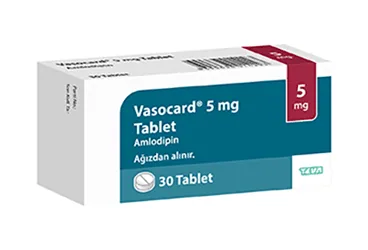 VASOCARD 5 MG 20 TABLET (amlodipin) ambalajı, tablet. Üretici: ABFAR İLAÇ SANAYİ VE TİCARET ANONİM ŞİRKETİ.
