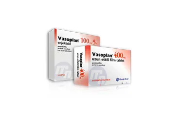 Pentoksifilin içeren ampul: VASOPLAN 100 MG 5 AMPUL kutu fotoğrafı. Üretici: GENSENTA İLAÇ SANAYİ VE TİCARET ANONİM ŞİRKETİ.