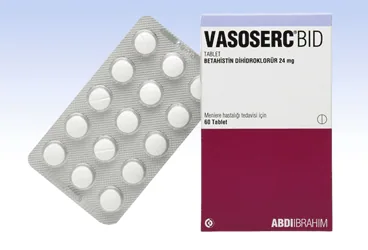 VASOSERC BID 24 MG 60 TABLET (betahistin dihidroklorid) kutu fotoğrafı, tablet. Üretici: ABDİ İBRAHİM İLAÇ SANAYİ VE TİCARET A.Ş.