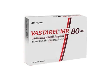 VASTAREL MR 80 MG UZATILMIS ETKILI 30 KAPSUL (trimetazidin) ambalajı, kapsül. Üretici: SERVIER ILAÇ VE ARAŞTIRMA A.S.