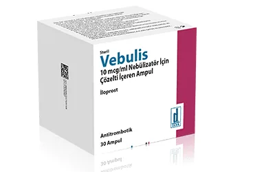 Iloprost içeren çözelti: VEBULIS 10 MCG/ML NEBULIZATOR ICIN COZELTI ICEREN 30 AMPUL kutu fotoğrafı. Üretici: DEVA HOLDİNG ANONİM ŞİRKETİ.