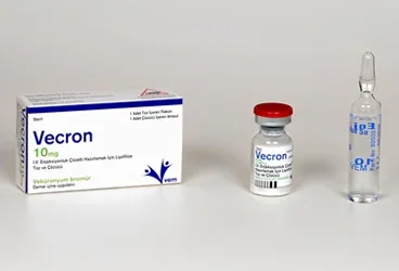 VECRON 10 MG IV ENJEKSIYONLUK COZELTI HAZIRLAMAK ICIN LIYOFILIZE TOZ ICEREN TOZ VE COZUCU (1 FLAKON+ 1 COZUCU) ambalajı. Vekuronyum içeren çözelti. Üretici: VEM İLAÇ SAN. VE TİC. ANONİM ŞİRKETİ.