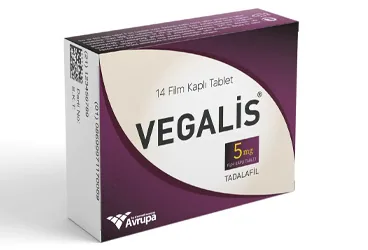 VEGALIS 5 MG FILM KAPLI TABLET (28 TABLET) ambalajı, film kaplı tablet formunda tadalafil içerir. Üretici: AVRUPA İLAÇ VE KOZMETİK SANAYİ TİCARET ANONİM ŞİRKETİ.