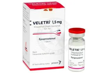 VELETRI 1,5 MG INFUZYONLUK COZELTI HAZIRLAMAK ICIN TOZ (1 FLAKON) (epoprostenol) ürün ambalajı, çözelti. Üretici: JOHNSON AND JOHNSON SIHHİ MALZEME SANAYİ VE TİCARET LİMİTED ŞİRKETİ.