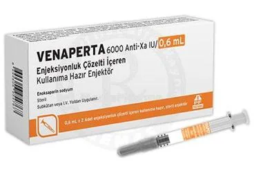 VENAPERTA 6000 ANTI-XA IU/0,6 ML ENJEKSIYONLUK COZELTI ICEREN KULLANIMA HAZIR ENJEKTOR (2 adet) kutusu, çözelti formunda enoksaparin sodyum içerir. Üretici: POLİFARMA İLAÇ SAN. VE TİC. A.Ş.