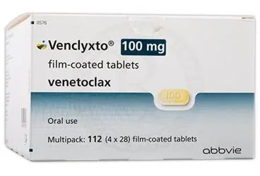 VENCLYXTO 100 MG 112 FILM KAPLI TABLET (venetoklaks) kutusu, film kaplı tablet. Üretici: ABBVİE TIBBİ İLAÇLAR SANAYİ VE TİCARET LİMİTED ŞİRKETİ.