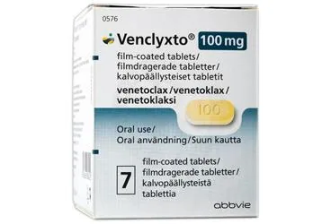 VENCLYXTO 100 MG 7 FILM KAPLI TABLET ambalajı. Venetoklaks içeren film kaplı tablet. Üretici: ABBVİE TIBBİ İLAÇLAR SANAYİ VE TİCARET LİMİTED ŞİRKETİ.