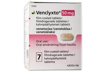VENCLYXTO 50 MG 7 FILM KAPLI TABLET ürün ambalajı. Venetoklaks içeren film kaplı tablet. Üretici: ABBVİE TIBBİ İLAÇLAR SANAYİ VE TİCARET LİMİTED ŞİRKETİ.