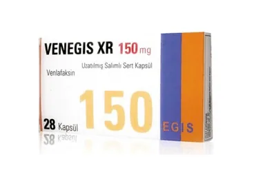 VENEGIS XR 150 MG UZATILMIS SALIMLI 28 SERT KAPSUL (venlafaksin hcl) ambalajı, kapsül. Üretici: FARMA-TEK İLAÇ SANAYİ VE TİCARET A.Ş.