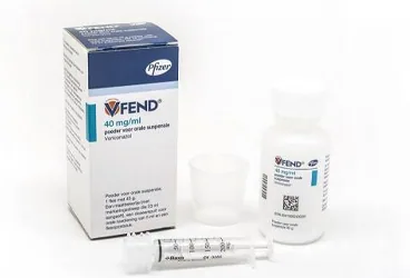 VFEND 40 MG/ML ORAL SUSPANSIYON ICIN TOZ kutu fotoğrafı, oral süspansiyon formunda vorikonazol içerir. Üretici: PFİZER PFE İLAÇLARI ANONİM ŞİRKETİ.