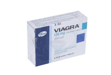 Sildenafil sitrat içeren film kaplı tablet: VIAGRA 100 MG 8 FİLM KAPLI TABLET ürün ambalajı. Üretici: VİATRİS İLAÇLARI LİMİTED ŞİRKETİ.