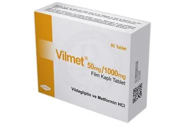 VILMET 50 MG / 1000 MG FILM KAPLI TABLET (60 TABLET) (metformin + vildagliptin) kutusu, film kaplı tablet. Üretici: HELBA İLAÇ İÇ VE DIŞ SANAYİ TİCARET ANONİM ŞİRKETİ.