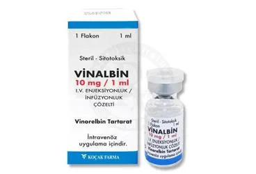 VINALBIN 10 MG/1 ML I.V. ENJEKSIYONLUK/INFUZYONLUK COZELTI ambalajı, çözelti formunda vinorelbin içerir. Üretici: KOÇAK FARMA İLAÇ VE KİMYA SANAYİ A.Ş.