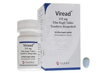 VIREAD 245 MG 30 FİLM KAPLI TABLET (tenofovir disoproksil) ambalajı, film kaplı tablet. Üretici: GİLEAD SCİENCES İLAÇ TİCARET LTD. ŞTİ.