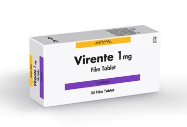 VIRENTE 1 MG 30 FILM TABLET ambalajı. Entekavir içeren film kaplı tablet. Üretici: NOBEL İLAÇ SAN. VE TİC. A.Ş.