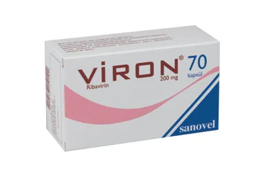 VIRON 200 MG SERT KAPSUL (140 KAPSUL) kutu fotoğrafı. Ribavirin içeren kapsül. Üretici: SANOVEL İLAÇ SANAYİ VE TİCARET ANONİM ŞİRKETİ.