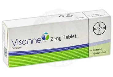 VISANNE 2 MG 28 TABLET kutu fotoğrafı. Dienogest içeren tablet. Üretici: BAYER TÜRK KİMYA SAN. LTD. ŞTİ.