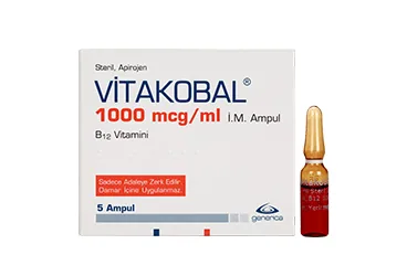 Vitamin b12 içeren çözelti: VITAKOBAL 1000 MCG/1 ML IM ENJ. COZELTI kutu fotoğrafı. Üretici: GENVEON İLAÇ SANAYİ VE TİCARET ANONİM ŞİRKETİ.