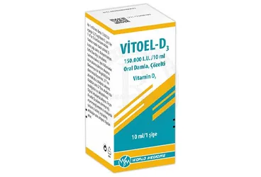 VITOEL-D3 150.000 I.U/10 ML ORAL DAMLA, COZELTI (vitamin d3) kutusu, çözelti. Üretici: WORLD MEDICINE İLAÇLARI LTD. ŞTİ.