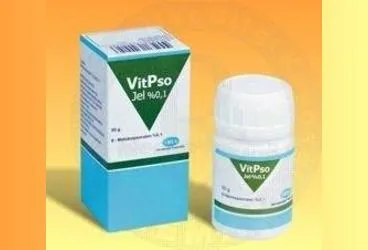 VITPSO %0,1 JEL (metoksipsoralen -topikal) kutu fotoğrafı, jel. Üretici: ORVA İLAÇ SAN. VE TİC. A.Ş.
