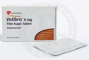 Ambrisentan içeren film kaplı tablet: VOLIBRIS 5 MG 30 FILM KAPLI TABLET kutu fotoğrafı. Üretici: GLAXOSMİTHKLİNE İLAÇLARI SAN. VE TİC. A.Ş.