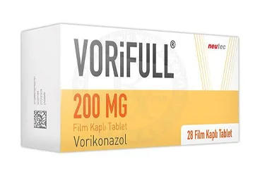 VORIFULL 200 MG 28 FILM TABLET (vorikonazol) ürün ambalajı, film kaplı tablet. Üretici: NEUTEC İLAÇ SANAYİ TİCARET ANONİM ŞİRKETİ.