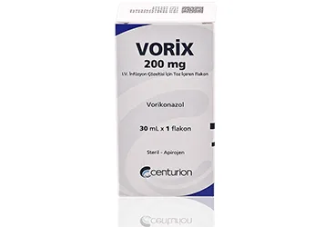 VORIX 200 MG IV INFUZYON COZELTISI ICIN TOZ ICEREN 1 FLAKON (vorikonazol) kutu fotoğrafı, çözelti. Üretici: CENTURİON İLAÇ SANAYİ VE TİCARET ANONİM ŞİRKETİ.