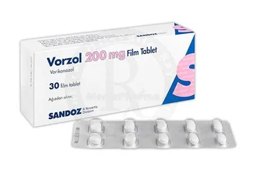 VORZOL 200 MG 30 FILM KAPLI TABLET (vorikonazol) kutu fotoğrafı, film kaplı tablet. Üretici: SANDOZ İLAÇ SANAYİ VE TİCARET A.Ş.
