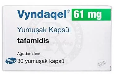 VYNDAQEL 61 MG YUMUSAK KAPSUL (30 KAPSUL) kutusu. Tafamidis içeren yumuşak kapsül. Üretici: PFİZER PFE İLAÇLARI ANONİM ŞİRKETİ.