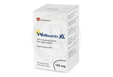 WELLBUTRIN XL 150 MG 30 YAVAŞ SALINIMLI FİLM KAPLI TABLET ambalajı, film kaplı tablet formunda bupropiyon hcl içerir. Üretici: GLAXOSMİTHKLİNE İLAÇLARI SAN. VE TİC. A.Ş.