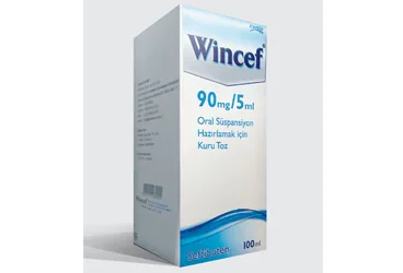 WINCEF 90 MG/5 ML ORAL SUSPANSIYON HAZIRLAMAK ICIN KURU TOZ 100 ML (seftibuten) kutu fotoğrafı, oral süspansiyon. Üretici: CELTİS İLAÇ SANAYİ VE TİCARET ANONİM ŞİRKETİ.